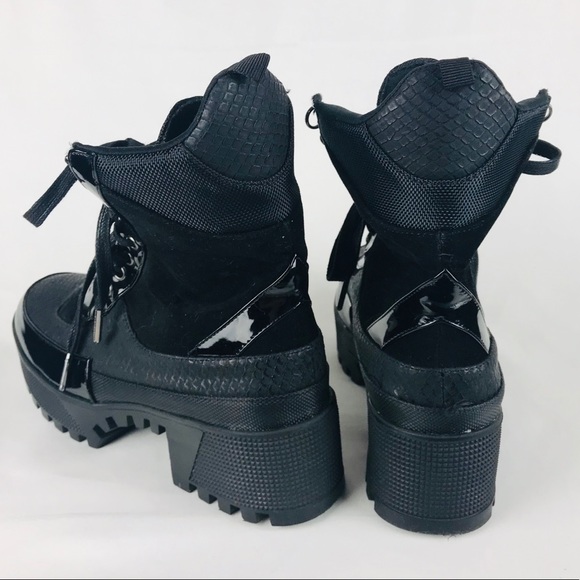 LEMONADE woman’s block heel combat ankle boots 7 - Picture 4 of 8